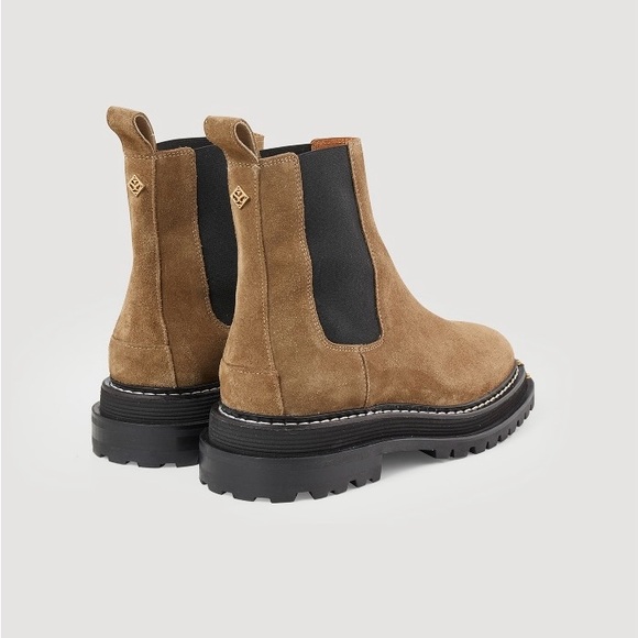 SANDRO PARIS CHELSEA BOOTS NOTCHED SOLE SUEDE LEATHER KAKI SIZE EU40 - Picture 3 of 3